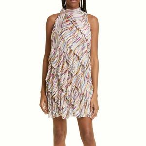 NWT Flounced knit minidress with bow at neck